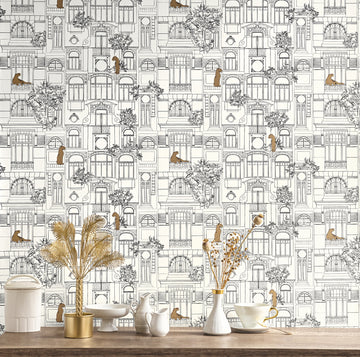 Golden Age Cat Wallpaper by Aspiring Walls