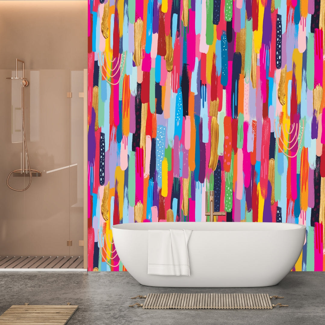 Dripping in Colour Removable Bathroom Wallpaper