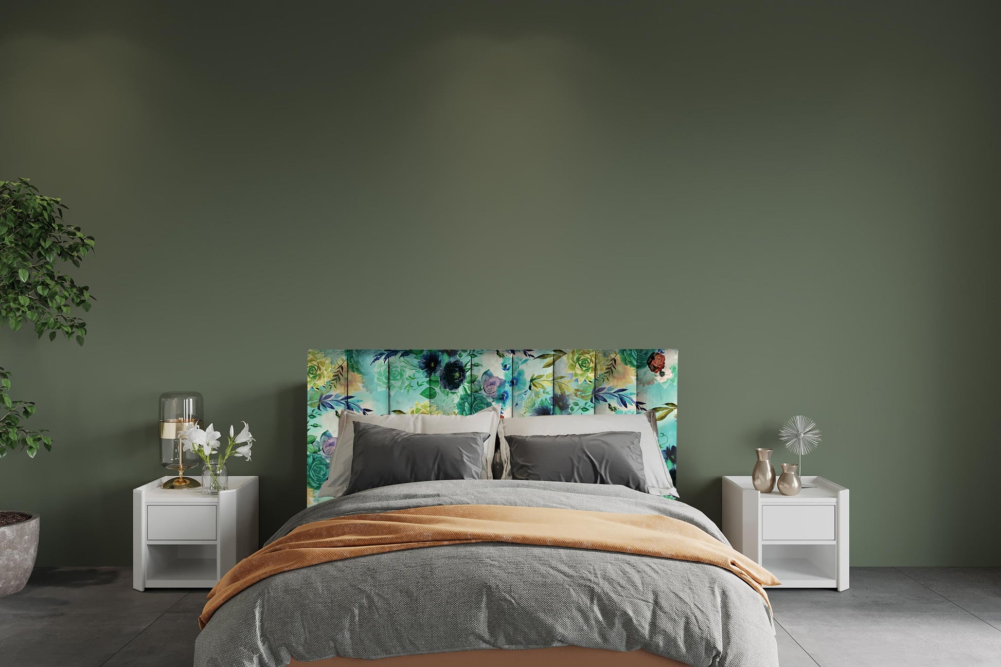 We have turned our gorgeous wallpaper; Out of the Blue into a gorgeous printed velvet. The headboard has simple vertical stitch lines, running the height of the headboard for added detail. The result is stunning! All our headboards are made to order in Auckland, NZ, please allow 6-8 weeks for production.