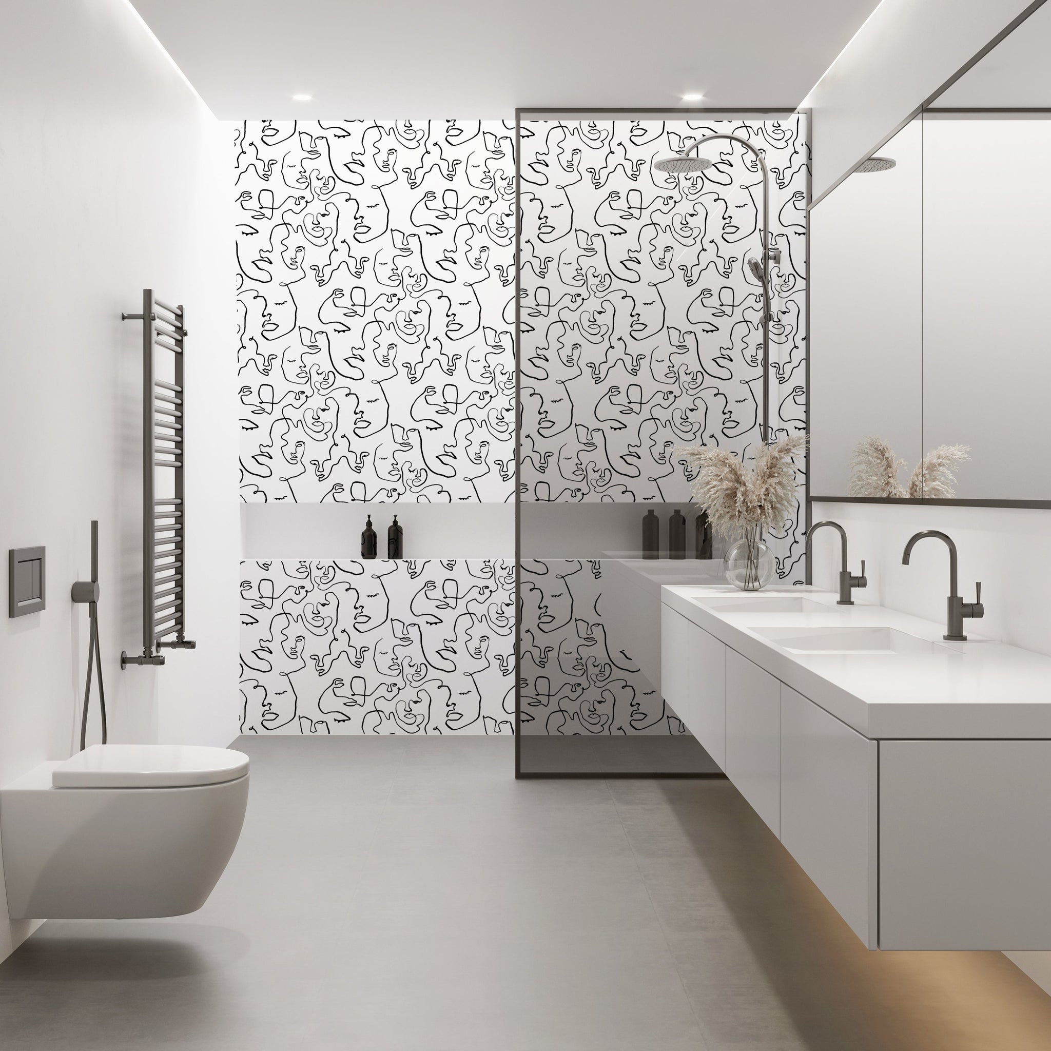 Face First Removable Bathroom Wallpaper