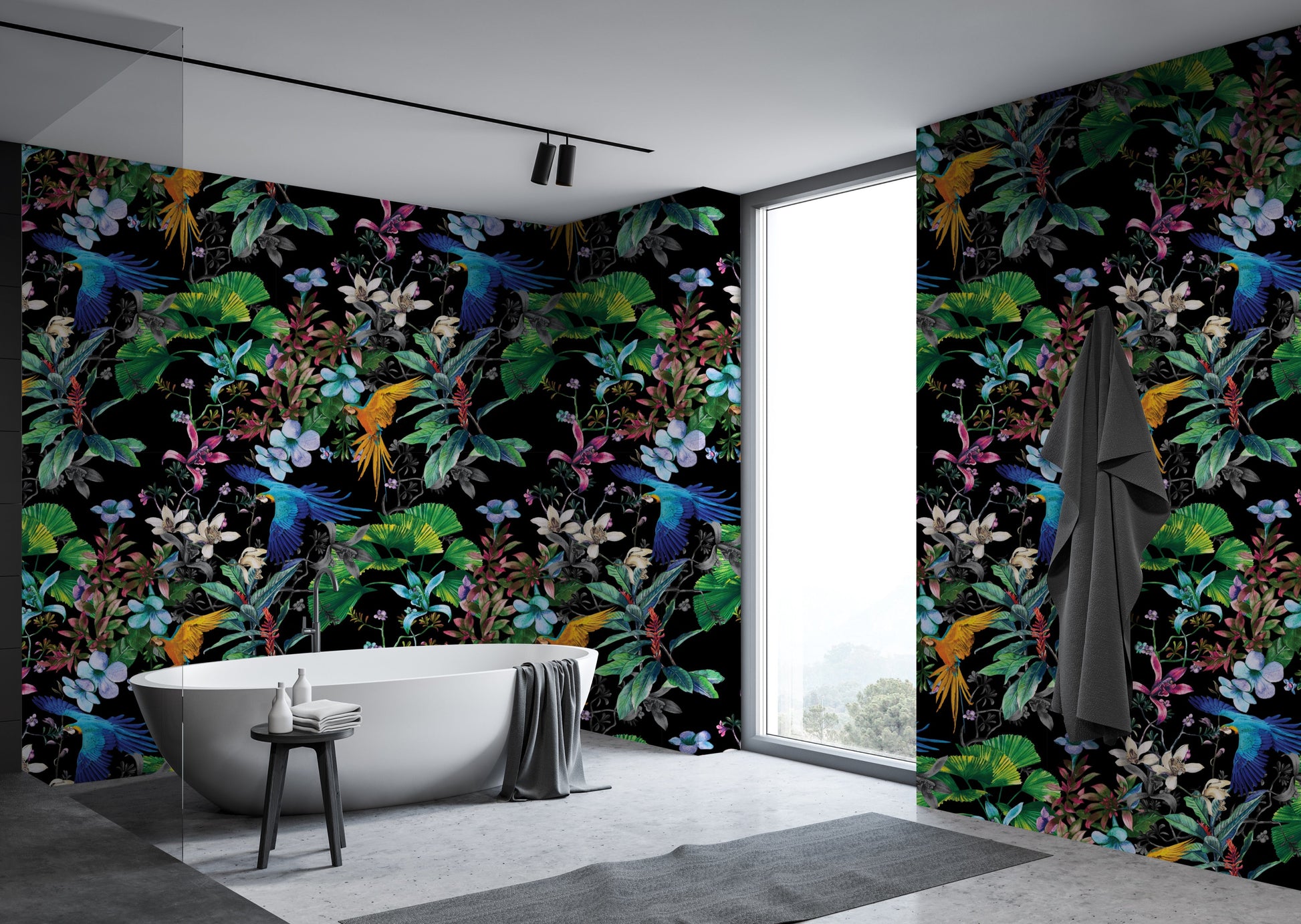 All of our wallpaper designs are now available as vinyl wallpapers for wet areas. All are printed to order here in Auckland, NZ.  130 cms in width and sold by the lineal metre.  450 gsm in weight
