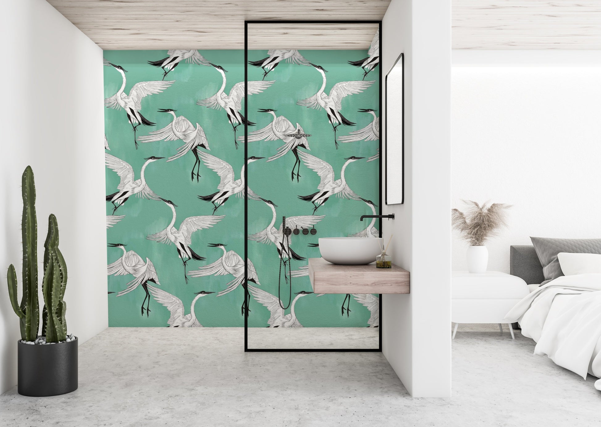 All of our wallpaper designs are now available as vinyl wallpapers for wet areas. All are printed to order here in Auckland, NZ.  130 cms in width and sold by the lineal metre.  450 gsm in weight