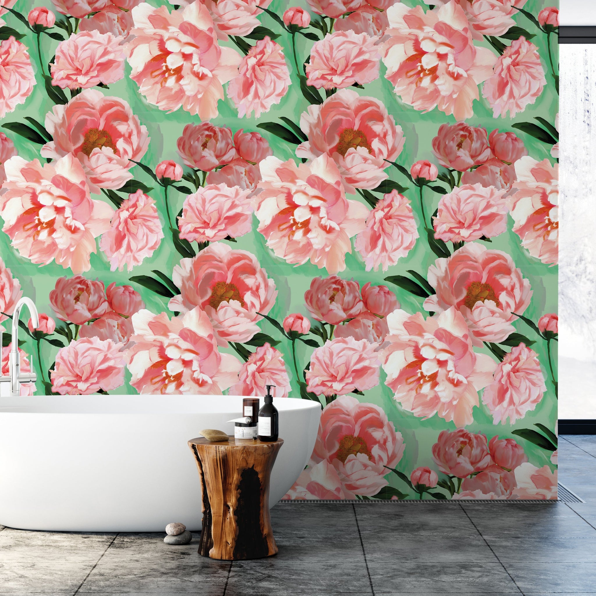 All of our wallpaper designs are now available as vinyl wallpapers for wet areas. All are printed to order here in Auckland, NZ.  130 cms in width and sold by the lineal metre.  450 gsm in weight