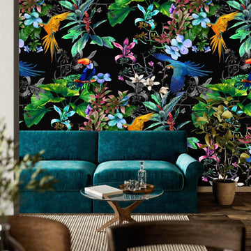 Birds of Paradise (black) Wallpaper by Miss Lolo