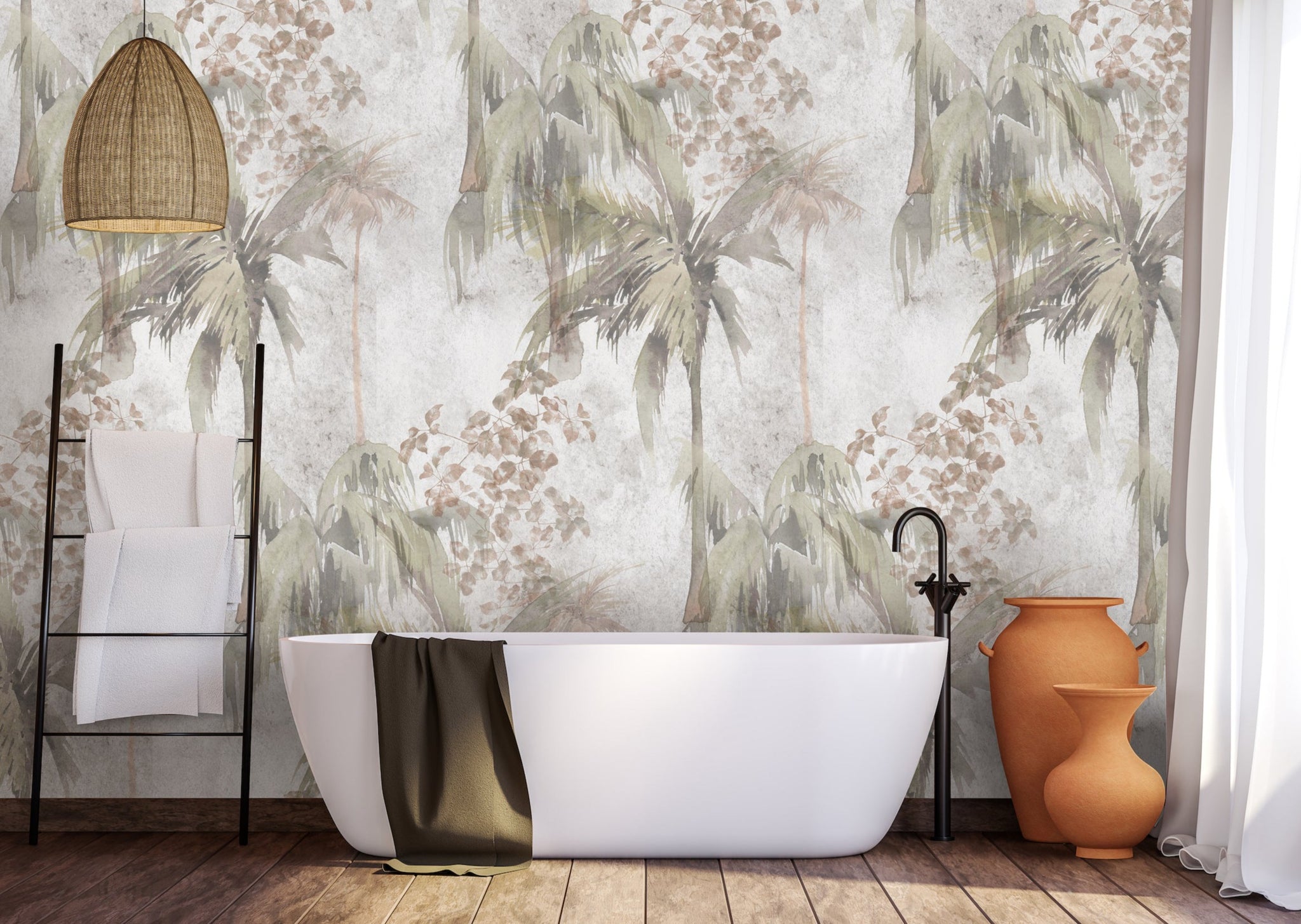 Relax in the Tropics Removable Bathroom Wallpaper