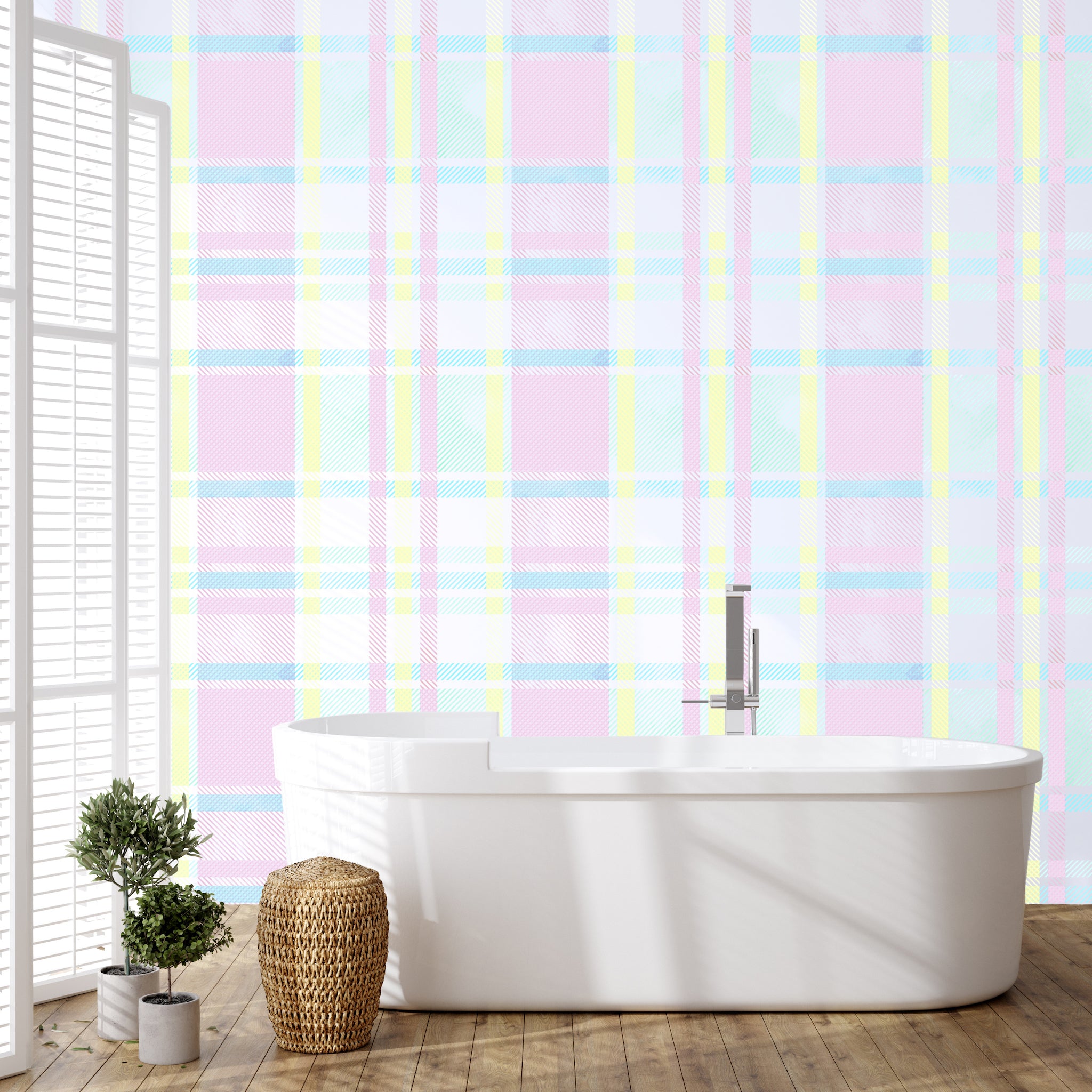 All Tartened Up Removable Bathroom Wallpaper