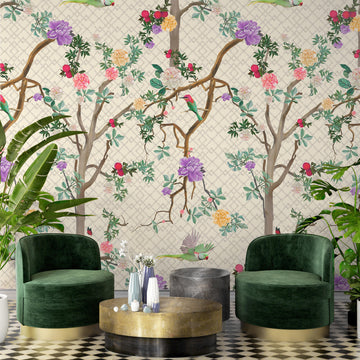 Parakeet Chinoiserie Wallpaper by Miss Lolo