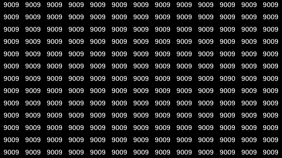 Optical Illusion: Within 9 Seconds Spot The Inverted 9090 Among 9009s